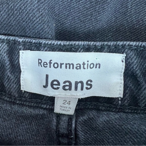 Reformation Wide Leg Crop Jeans Washed Black Size 24 - Picture 5 of 7